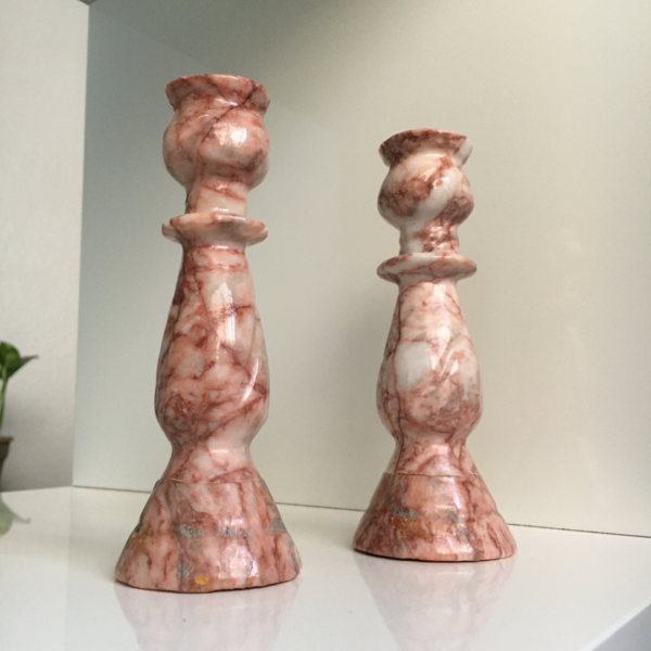 Pink Marble Candle Holder Set - Image 2